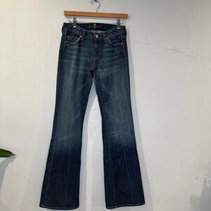 Vintage Y2k Low Rise Wide leg Seven For All Mankind Denim Blue Jeans 26 Small